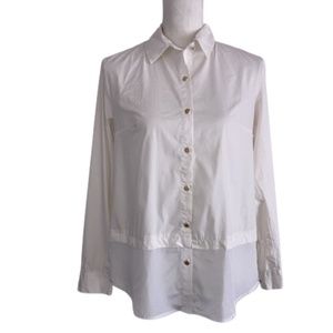 ANNE KLEIN long sleeved button down shirt collared Cotton Stretch